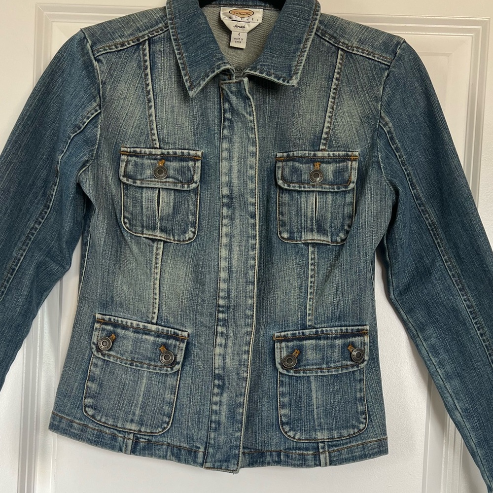 Talbots Blue Denim Jean Jacket with Zippered Front